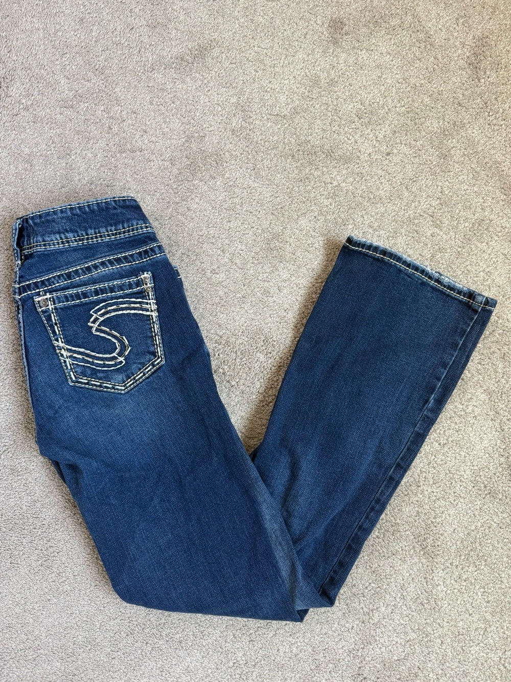 Mid Rise Curvy Bootcut Thick Stitch Denim Jeans Silver Jeans Co. Women’s 27x32